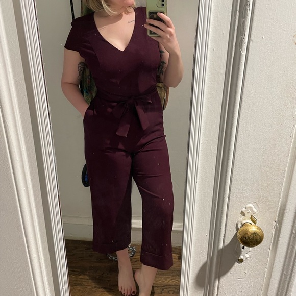 Karl Lagerfeld burgundy jumpsuit with pearl buttons - Picture 1 of 6